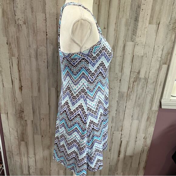 Prana Blue Patterned Quinn Racer Back Dress Shelf Bra - Picture 4 of 8